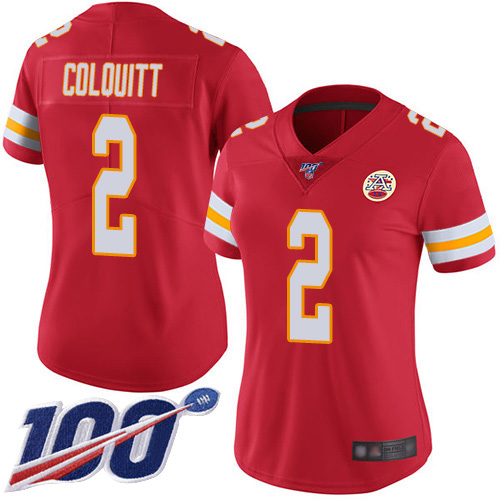 Women Kansas City Chiefs #2 Colquitt Dustin Red Team Color Vapor Untouchable Limited Player 100th Season Football Nike NFL Jersey->women nfl jersey->Women Jersey